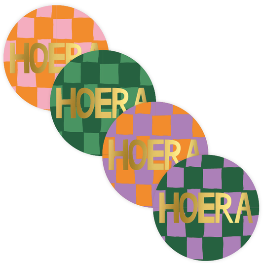 Cadeaustickers | Hoera 10 stuks goudfolie