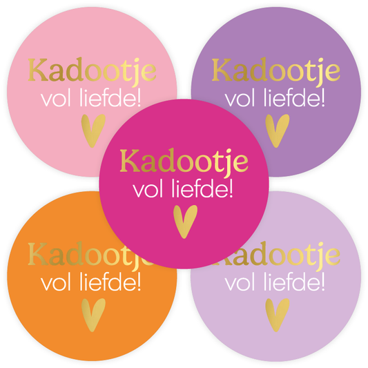 Cadeaustickers | Kadootje vol liefde 10 stuks goudfolie