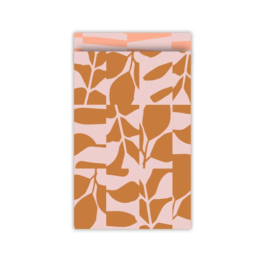 Cadeauzakjes | Abstract botanics peach/ roest 5 stuks