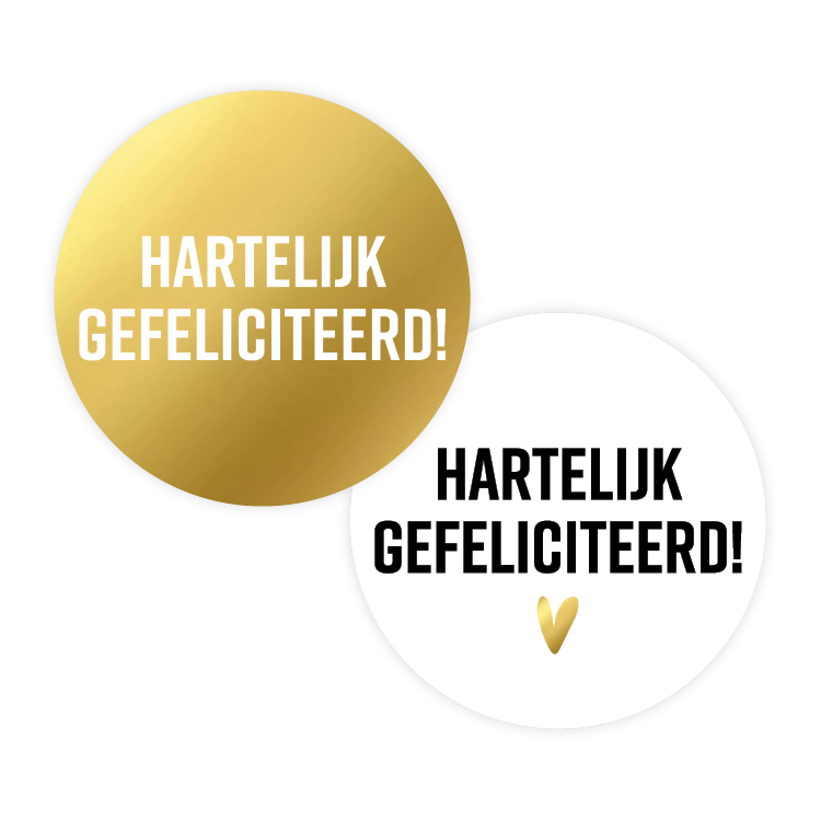 Cadeaustickers | Hartelijk gefeliciteerd 10 stuks goudfolie