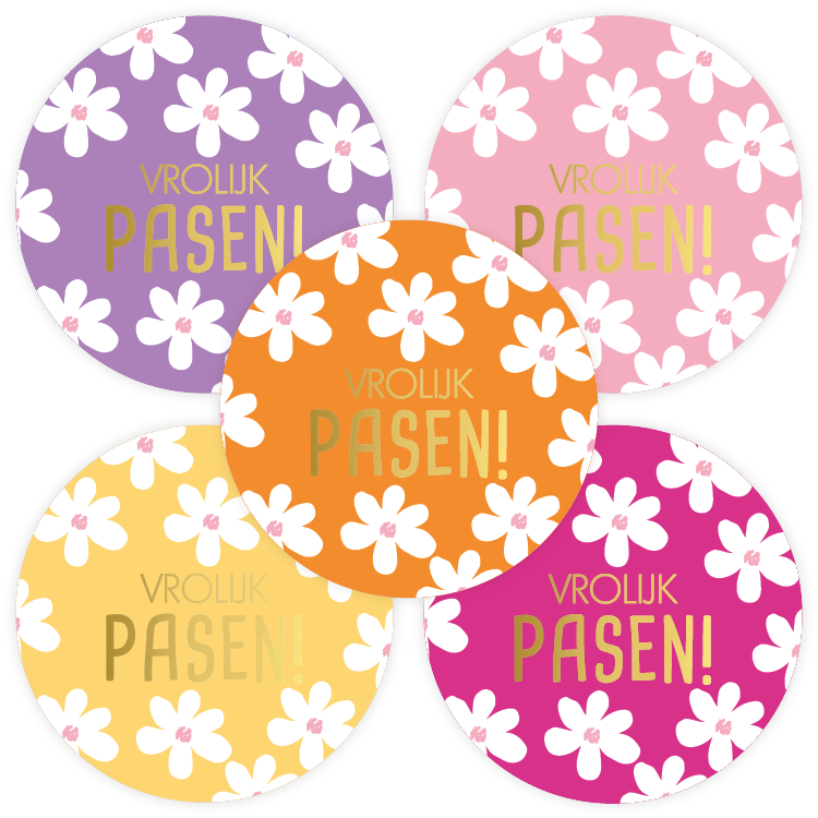 Cadeaustickers | Vrolijk Pasen 10 stuks goudfolie