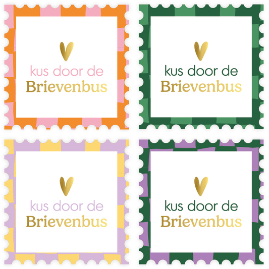 Cadeaustickers | Kus door de brievenbus 10 stuks goudfolie