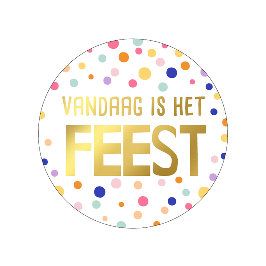 Cadeaustickers | Vandaag is het feest goudfolie 10 stuks