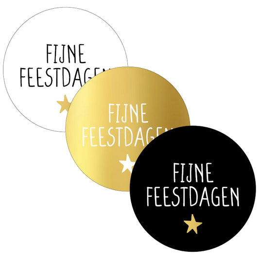 Cadeaustickers | Fijne feestdagen goudfolie 10 stuks