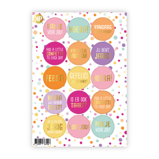 Cadeaustickers | Stickervel feest goudfolie