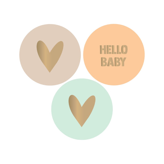 Cadeaustickers | Hello baby 10 stuks goudfolie