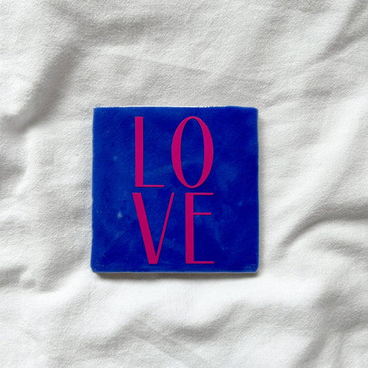 Tegeltje | Donkerblauw - love