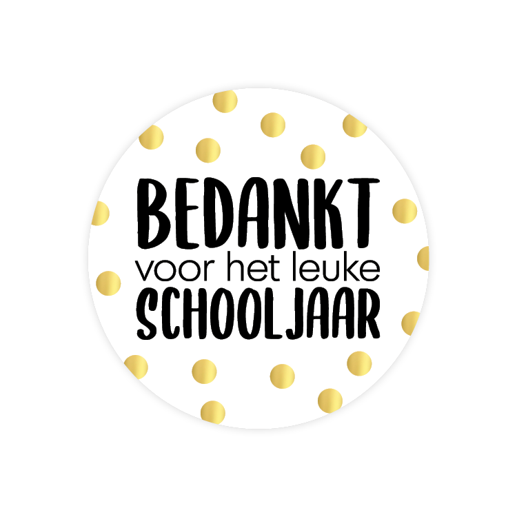 Cadeaustickers | Bedankt voor het leuke schooljaar 10 stuks goudfolie