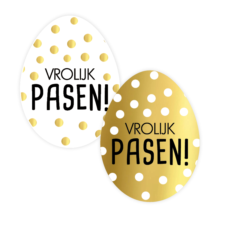 Cadeaustickers | Vrolijk Pasen 10 stuks goudfolie