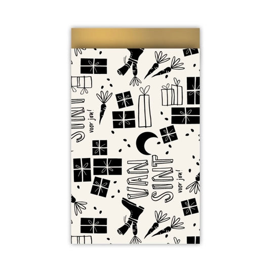 Cadeauzakjes | Sint & piet zwart/wit 5 stuks