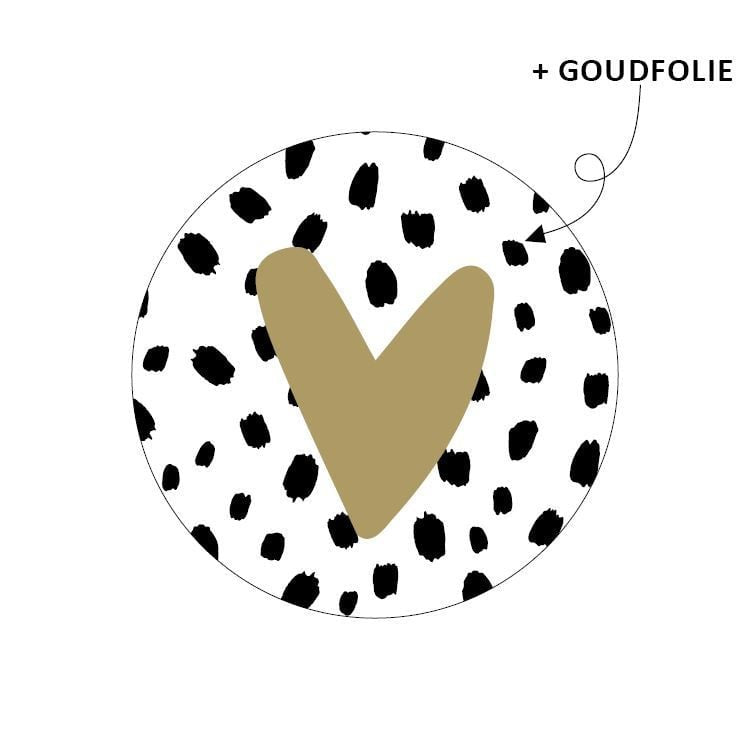 Cadeaustickers | Hartjes dots goudfolie 10 stuks