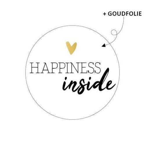 Cadeaustickers | Happiness inside goudfolie 10 stuks