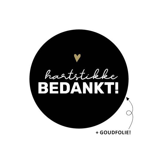 Cadeaustickers | Hartstikke bedankt 10 stuks goudfolie