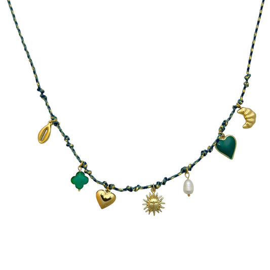 Ketting | Sanne goud/ groen